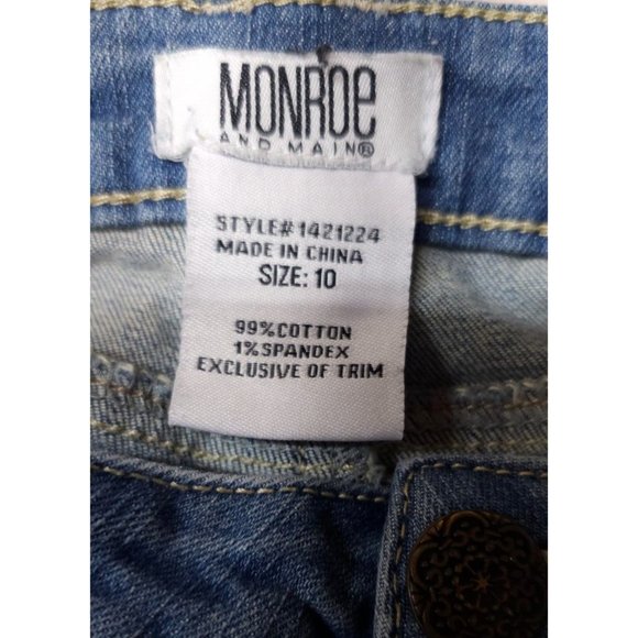 Monroe And Main 10 Embellished Distressed Studded Destroyed Straight Jean 30x29 - Picture 11 of 14